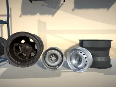 Wheels Mini Pack Low-poly 3D model