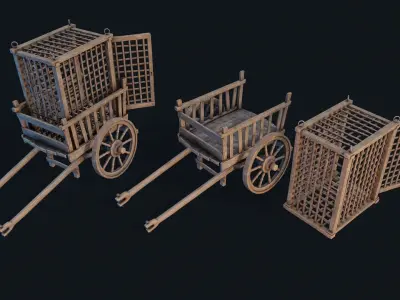 Medieval Prisoner Cart  2 Low-poly 3D model