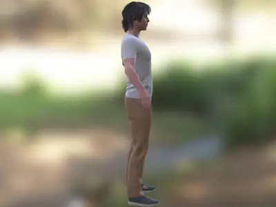 Young Aaron Taylor  Low-poly 3D model