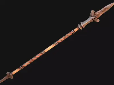 Medieval Wooden Nordic Spear Weapon Low-poly 3D model