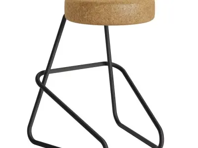 Medium Cork Seated Bar Stool Tecta 3D model