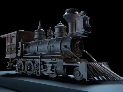 Rustic Steam Train Locomotive 3D model