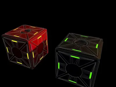 Sci-Fi small box Low-poly 3D model