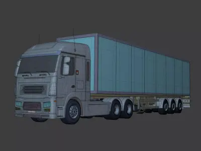 Generic Large Container Truck - Chiller Lorry - Refrigerator Box 3D model