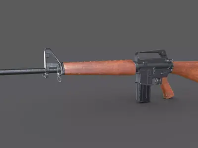Wooden M16 Assault Rifle Low-poly PBR Free low-poly 3D model