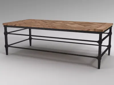 Pottery Barn - Parquet Rectangular Reclaimed Wood Coffee Table 3D model