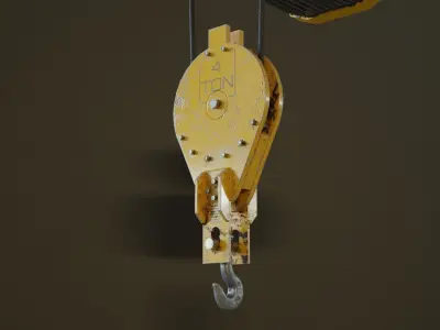 Sci-fi Crane Hoist with Chain and Load Block 3D model