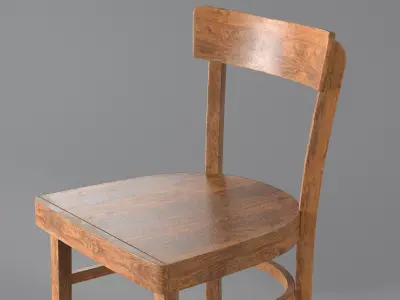 Wooden Chair Low-poly 3D model 14