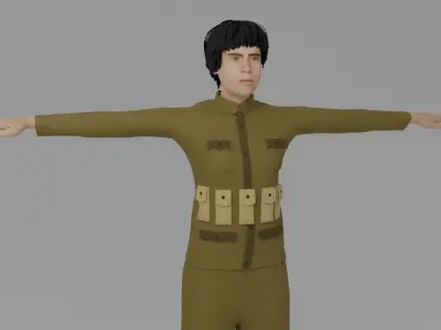 WWI Soldier Man Low-poly 3D model