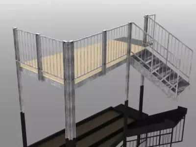 Terrace with Stairs Free 3D model
