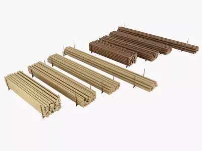 Wooden Utility Poles 3D model