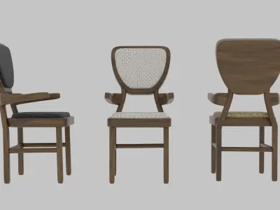 Wooden Chairs  Low-poly 3D model