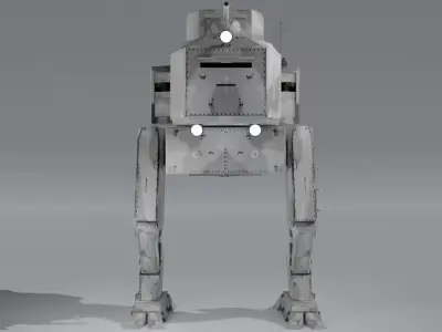 Panzer Mech Walker with RIG and LOWPOLY Winter Camo Low-poly 3D model
