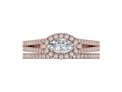 Marquise Ring Bridal Set 3D print model 4