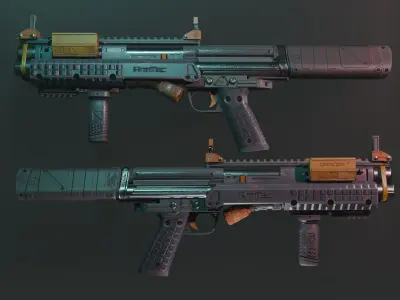 Cyberpunk Style Pump Shotgun Low-poly 3D model
