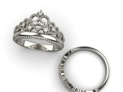 Crown Ring Band WR 09 3D print model