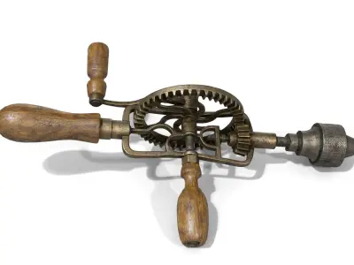 Old Hand Drill Low-poly 3D model