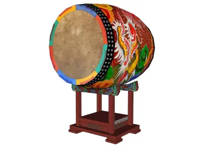 Asian style drum 01 3D model