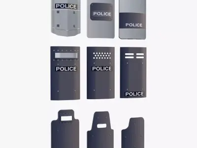 Riot and Tactical Police Shields Set M1 3D model