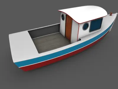Vintage Cruiser Boat Low-poly 3D model