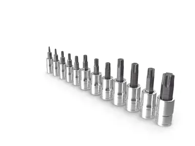 12pc Combination Drive TORX Bit Standard Socket Set Low-poly 3D model