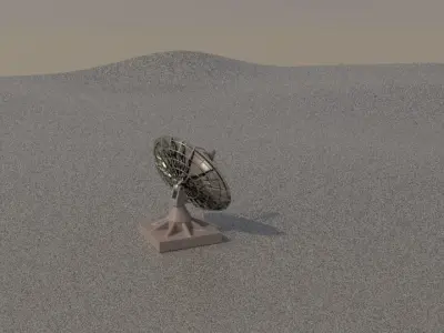 A Radar statue in middle of muddy area 3D model