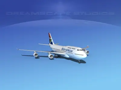 Boeing 747-400 South African  3D model