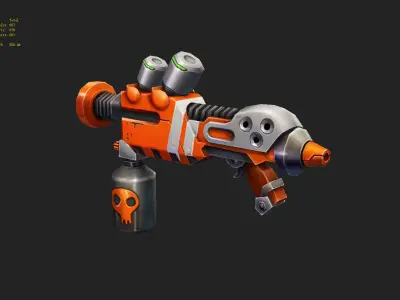 Cute flamethrower painted low model Low-poly 3D model