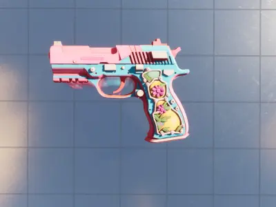 Pink pistol Low-poly 3D model