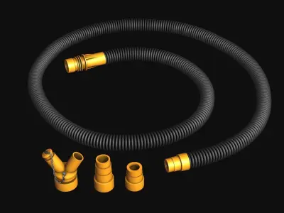 Industrial vacuum cleaner hose 3D model