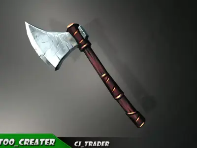Modern Axe Fantasy Low-poly 3D Model Low-poly 3D model