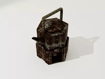 Antique Rustic Metallic Teapot with Heater PBR  Low-poly 3D model
