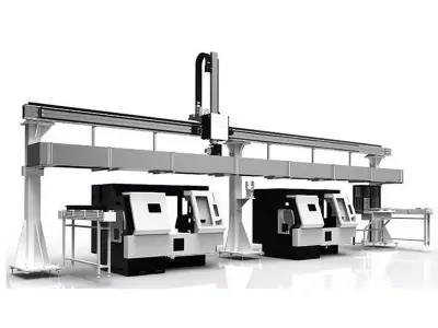 CNC Machine Loading and Unloading Automation System 3D model