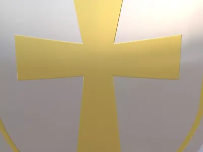 Low Poly Medieval Shield with Cross PBR Game Ready 3D Model Low-poly 3D model