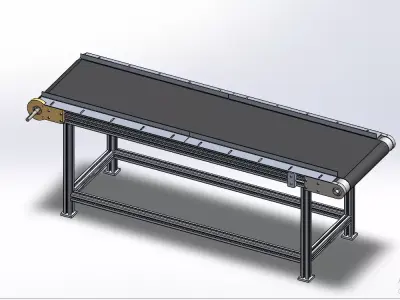 Industrial Belt Conveyor System  SolidWorks Assembly 3D model