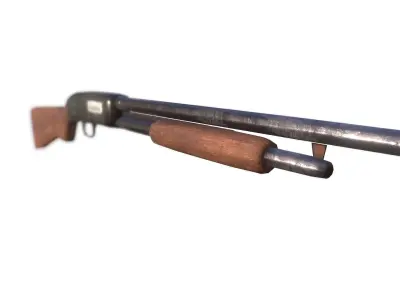 Shotgun Low-poly 3D model 9