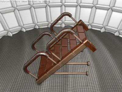 Wood Stairs - 28  Low-poly 3D model