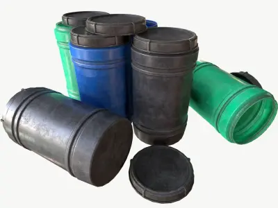 industrial plastic barrel Low-poly 3D model