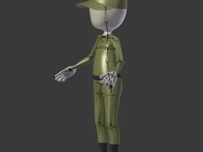 Cartoon Soldier - Stickman Low-poly 3D model