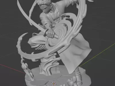 Anime Swordsman Action Figure STL  Single Part Statue 3D print model