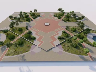 public park-Private Park Landscape 3D model 3