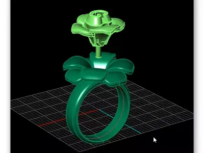 rose flower gold ring 3 part 3D print model