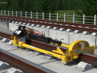 Enerpac Rail Puller Mounted on Track 3D model