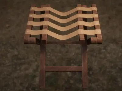 Vintage Wooden Luggage Suitcase Rack - 4K PBR Low-poly 3D model