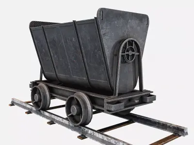 Mine Cart With Track Low-poly 3D model
