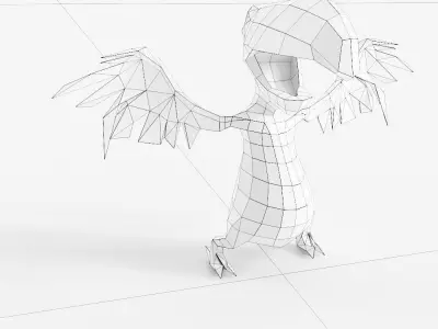 Parrot cartoon bird 3d model  Low-poly 3D model