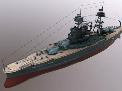 USS Arizona Battleship Low-poly 3D model