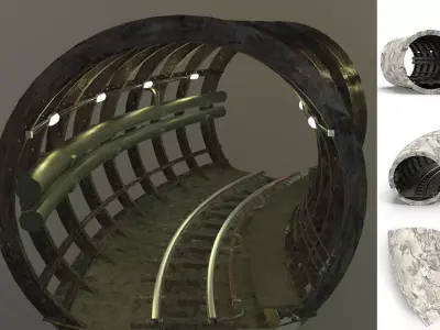 Subway tunnel C Low-poly 3D model