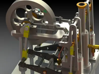 2 cylinder double sided beam steam engine 3D model