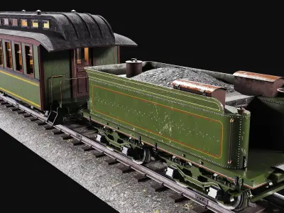 Vintage 19th-Century Steam Locomotive Low-poly 3D model Low-poly 3D model purchase